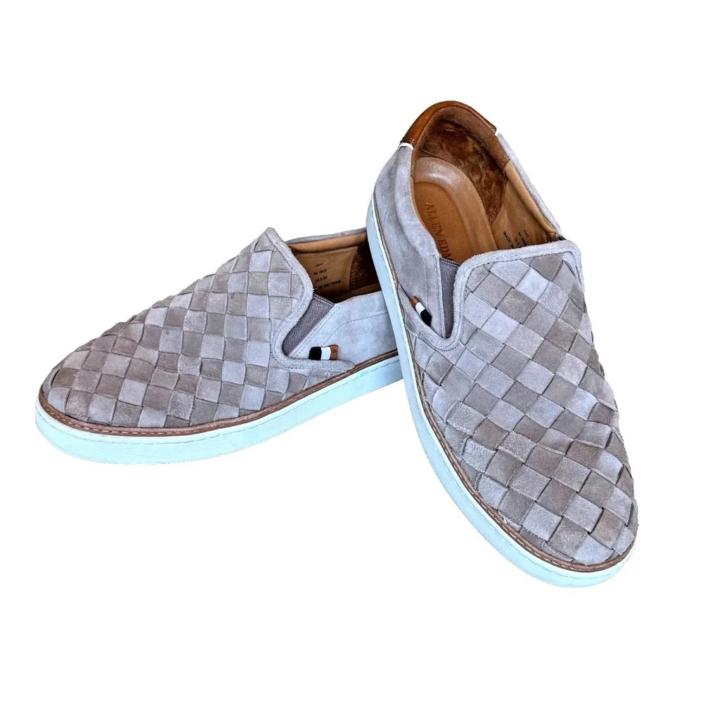 Allen Edmonds Men's Beige Alpha Woven Suede Slip-On Sneakers‎ Size 10.5 3E